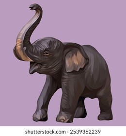 Ilustración detallada del elefante en estilo del Arte vectorial