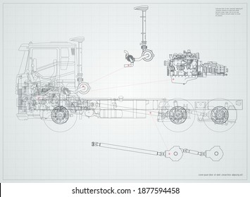 Detailed Engineering Drawing Of A Truck.