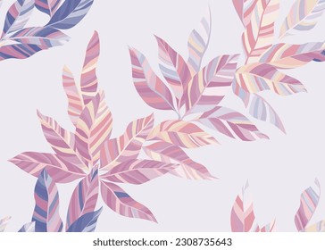 Detailed eucalyptus leaves endless wallpaper design. Artistic organic spring fashion textile print. Hawaiian bush branch foliage seamless pattern. Tropical plant elements.