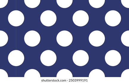 a detailed fabric pattern composed of circle shape designs,white dot on blue background.