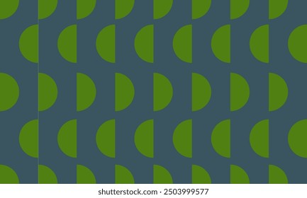 Un patrón de tela detallado compuesto de diseños de forma de semicírculo, semicírculo verde sobre fondo verde.