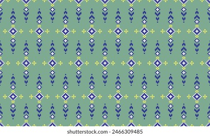 Ein detailliertes Stoffmuster, das aus pixeligen Designs besteht. Ideal für den Einsatz in Mode, Polsterung, Heimdekor, wodurch es perfekt für digitale oder gedruckte, die ein Stoffmotiv benötigen