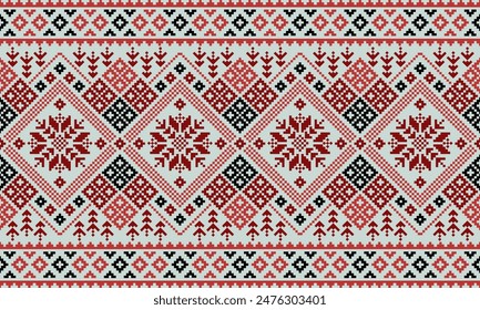 Un patrón de tela detallado compuesto de diseños pixelados.Ideal para su uso en la moda, tapicería y decoración del hogar, lo que lo hace perfecto para proyectos digitales o impresos que requieren un motivo de tela.
