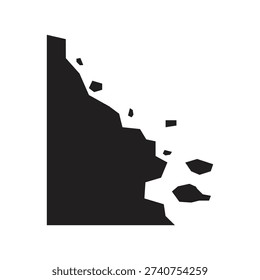 Detailed falling debris icon representing crumbling cliff sides or rock slides for construction site safety