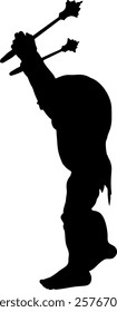 Detailed fantasy creature ogre silhouette exuding aggression and power. Perfect for fantasy designs, games, and storytelling visuals, adding a dangerous and thrilling element to creative projects. 