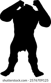 Detailed fantasy creature ogre silhouette exuding aggression and power. Perfect for fantasy designs, games, and storytelling visuals, adding a dangerous and thrilling element to creative projects. 