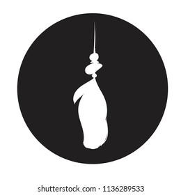 Detailed feather silhouette in a black circle. Laconic and stylish illustration. Monochrome vector