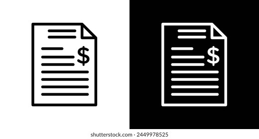 Detailed File Invoice Icon Set Showcasing Bills, Receipts, and Financial Documents Symbols