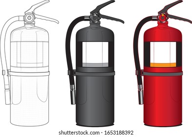 Detailed fire extinguisher line illustration vector art