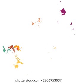 Detailed flat colorful vector map of Riau Islands Kepulauan Riau Kepri province, Indonesia. Accurately separated into 7 administrative regions including Batam, Tanjungpinang, Bintan, Karimun, and Natuna. Featuring vibrant colors for each district, this isolated vector shape is highly suitable for maritime border data visualization, economic infographics, and regional planning. Delivered in a fully editable EPS file.