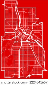 Detailed flat design map of the minneapolis city in USA.