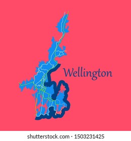 Detailed flat map of Wellington, New Zealand