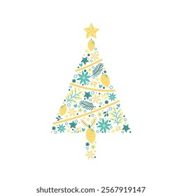 Detailed flat textured christmas collages