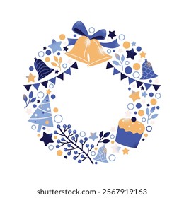 Detailed flat textured christmas collages