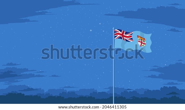 Detailed Flat Vector Illustration Flying Flag Stock Vector Royalty