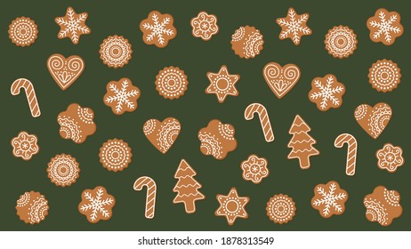 Ilustración vectorial plana detallada de los moldes genitales de muchas formas en una superficie verde.