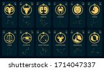 Detailed flat vector illustration of zodiac cards containing icons, dates, constellations and signs. Feel free to use only parts of the illustration too.