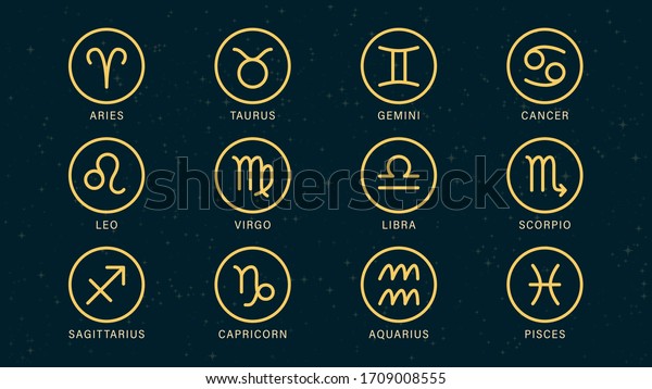 Detailed Flat Vector Set Zodiac Horoscope Stock Vector (Royalty Free ...