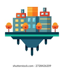 Vista detallada de Vector plano que ilustra densos grupos urbanos optimizados para sistemas de transporte autónomos inteligentes