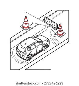Vista detallada de Vector plano que ilustra la integración de vehículos autónomos dentro de las redes inteligentes de transporte urbano