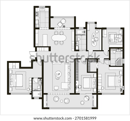 Detailed Floor Plan Layout of a Modern Apartment