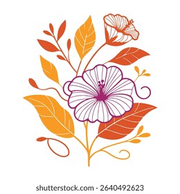 detailed floral line art with single stroke flowers.botanical drawing for product packaging.modern artwork for women wear and cushions

