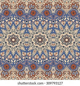 Detailed floral and paisley scarf design.Seamless retro pattern can be used for wallpaper, pattern fills,web page background,surface textures, pillow, scrapbook, textile,indian wedding - stock vector 