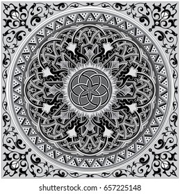 Detailed floral scarf design (scarf, pattern, paisley).