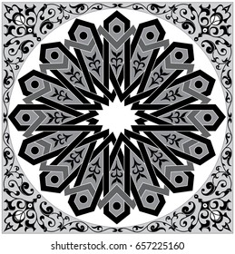 Detailed floral scarf design (scarf, pattern, paisley).