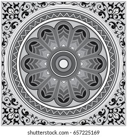 Detailed floral scarf design (scarf, pattern, paisley).