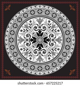 Detailed floral scarf design (scarf, pattern, paisley).