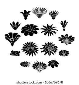 Detailed flower icons set. Simple illustration of 16 detailed flower vector icons for web