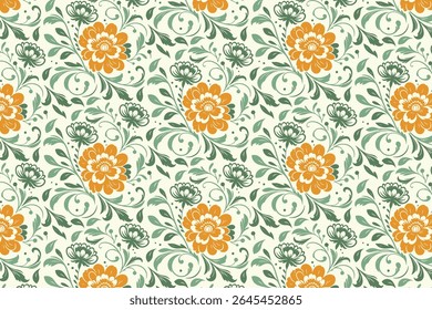 padrão detalhado do esboço da flor com estrutura de folha mínima e repetição de uma linha para têxteis caseiros e materiais de embalagem

