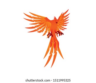 Detailed Flying Phoenix Bird Illustration