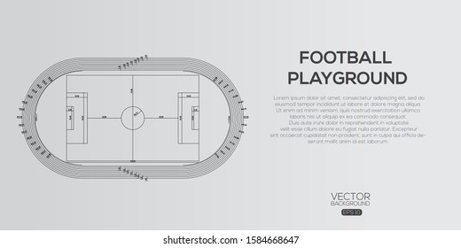 Detailed Football playground  , Architectural background , architectural plan vector 