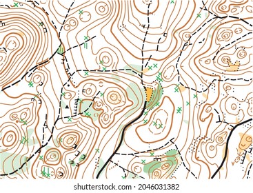 Detailed fragment of abstract vector topographic map