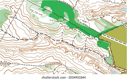 Detailed fragment of color abstract vector topographic map