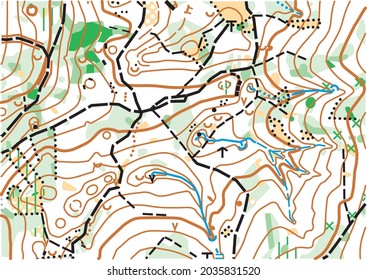 Detailed fragment of color abstract vector topographic map