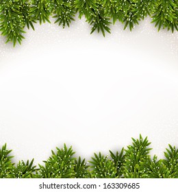 Detailed frame with fir. Christmas background. Vector illustration. 