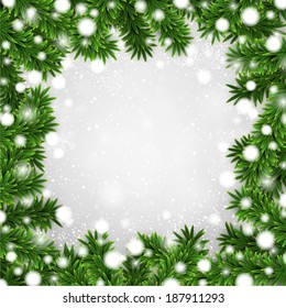 Detailed frame with fir. Christmas background. Vector illustration. 