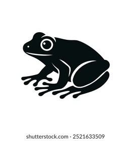 Detailed Frog Silhouette Vector Perfect for Amphibian Wildlife Art and Design