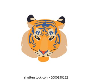 Detailed full-color tiger head vector illustration isolated. Vector illustration of tiger. Trendy illustration. Symbol of the new year

