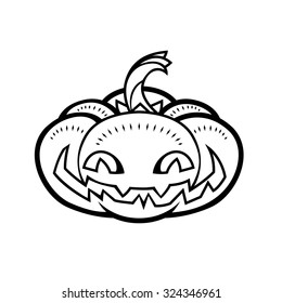 Detailed funny halloween pumpkin faces celebrates Halloween. Jack O Lantern icon set. Halloween pumpkins on background. Useful also as greetings card and design, t-shirt.
