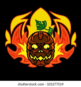 Detailed funny halloween pumpkin faces celebrates Halloween. 
