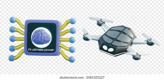 Detailed Future things 3d icon render clipart 