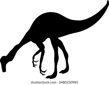 Detailed Gallimimus vector silhouette, Jurassic era dinosaurs symbol.