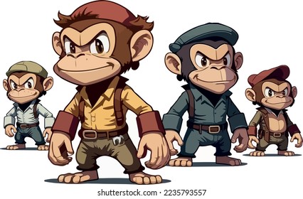 A detailed gang of apes