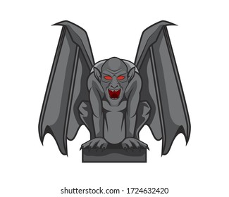 Detailed Gargoyle with Sitting Pose Illustration