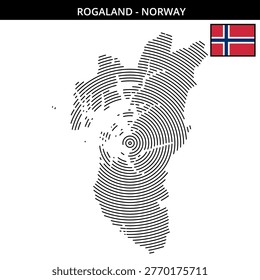 Detailed geographical map of Rogaland featuring its flag