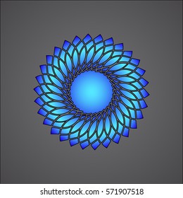 Detailed geometric flower with a blue gradient